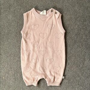 100% Organic Cotton Viverano Pink Heart Patterned Baby Romper